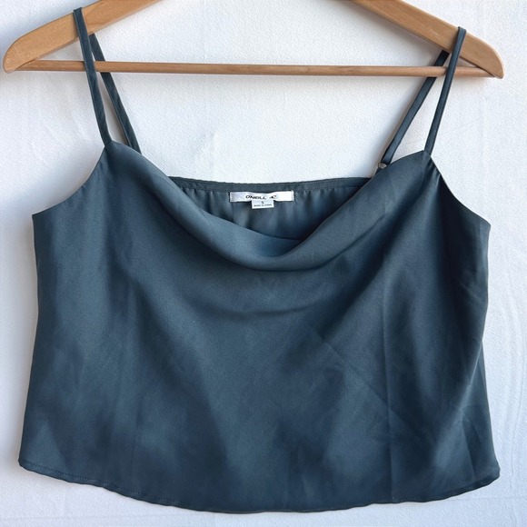 O'Neill Tops - ONeill Womens Cowl Neck‎ Satin Camisole Top Dark Teal Small Adjustable Straps